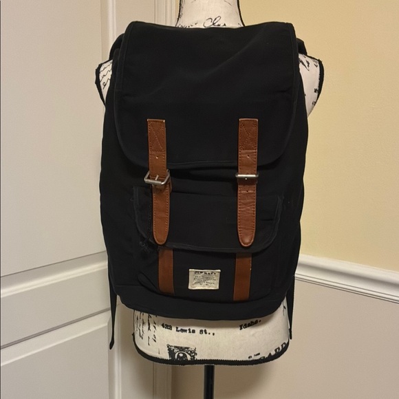 Old navy Stylish Black laptop  Backpack with Brown Accents unisex - Picture 1 of 7